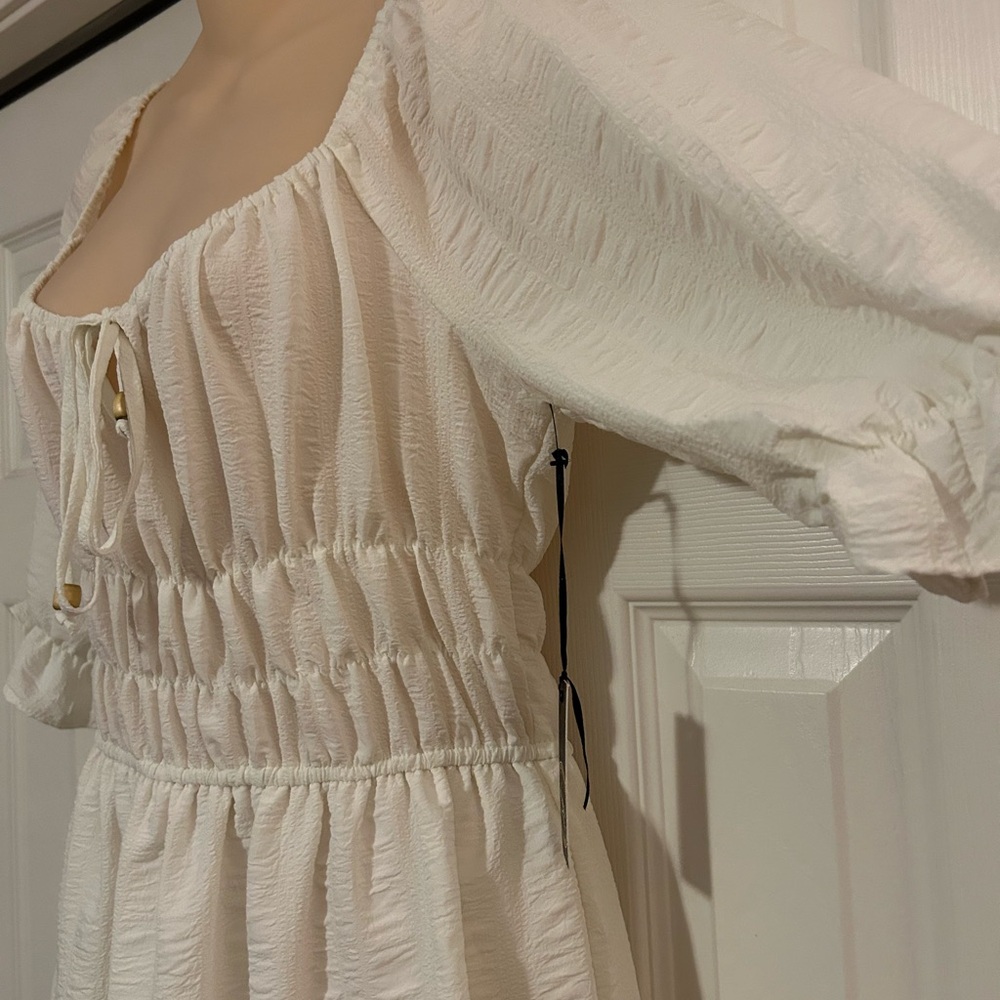Liberty Love Cream Midi Dress with Tie-Front - Picture 2 of 6